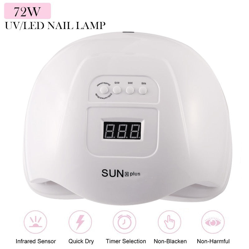 72W/48W Nail Dryer Machine LED Lamp Nails USB Portable UV Manicuring Cable Home Use Nail UV Lamp for Drying Gel Polish Nails - RY MARKET PLACE