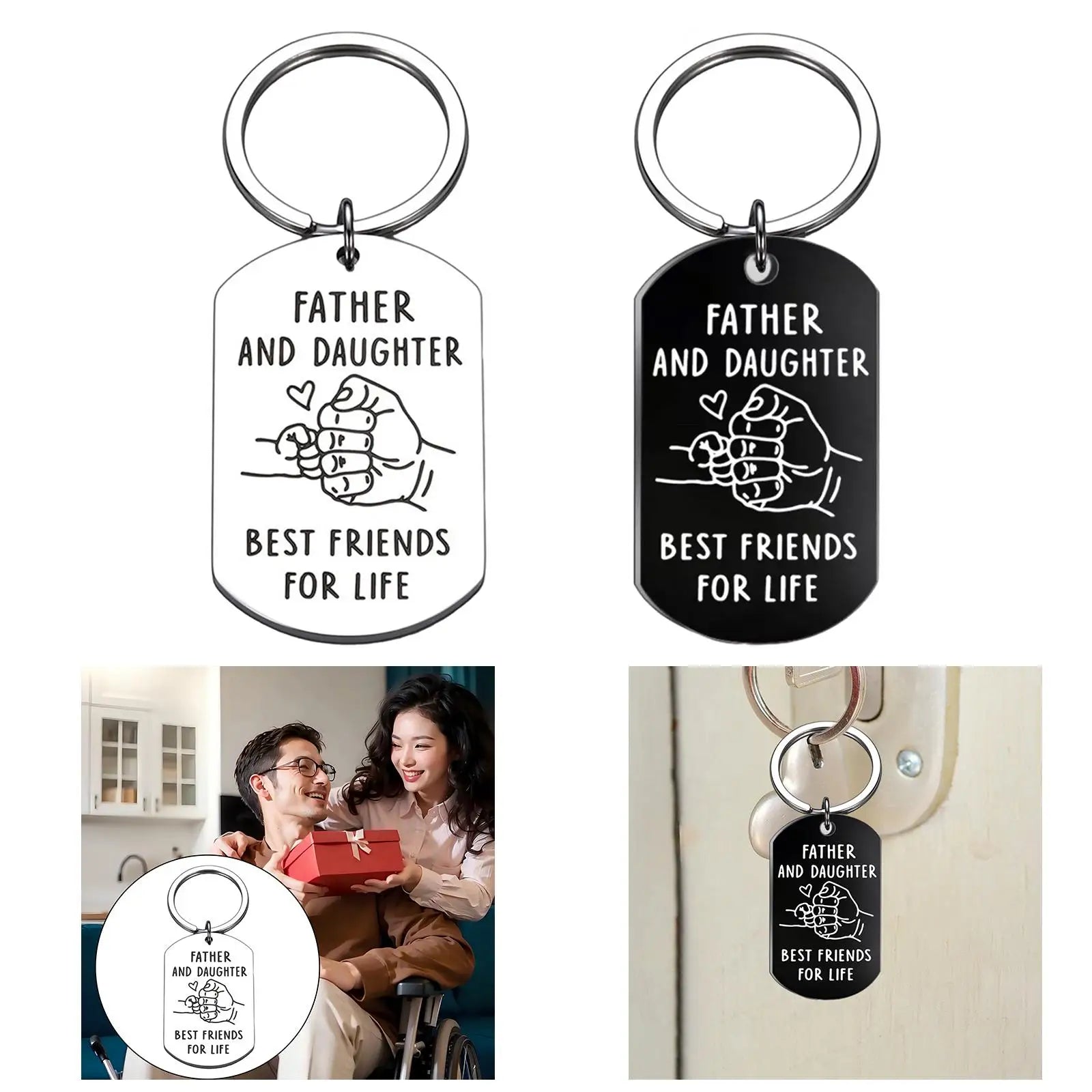 Keyring Holder Jewelry Accessory Dad Gifts from Daughter Son Father's Day Gift for Dad Husband Daddy Step Dad Birthday Gifts