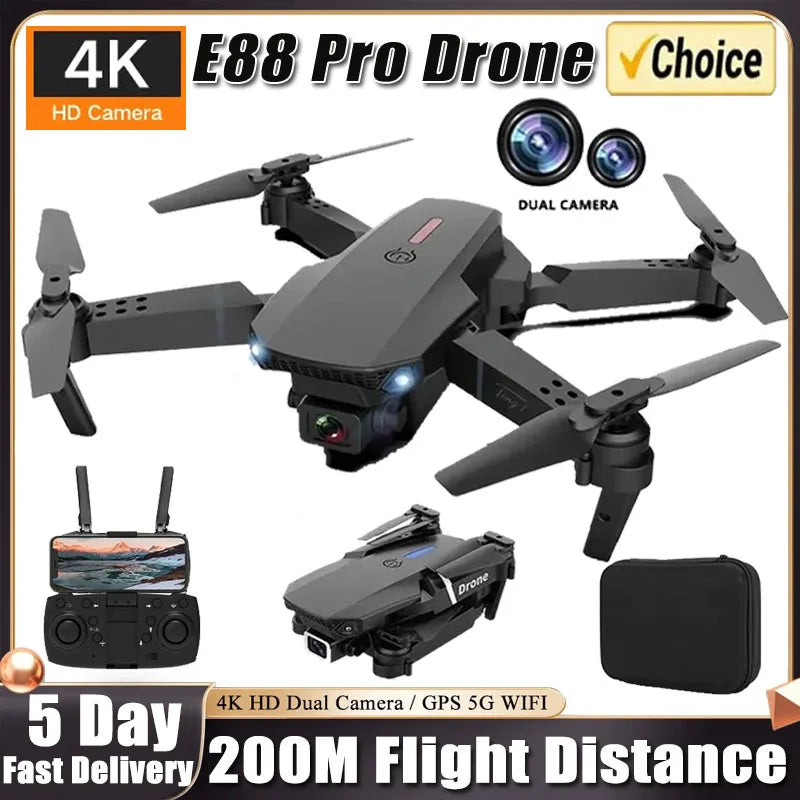 New E88Pro RC Drone 4K Professinal With 1080P Wide Angle Dual HD Camera Foldable RC Helicopter WIFI FPV Height Hold Apron Sell