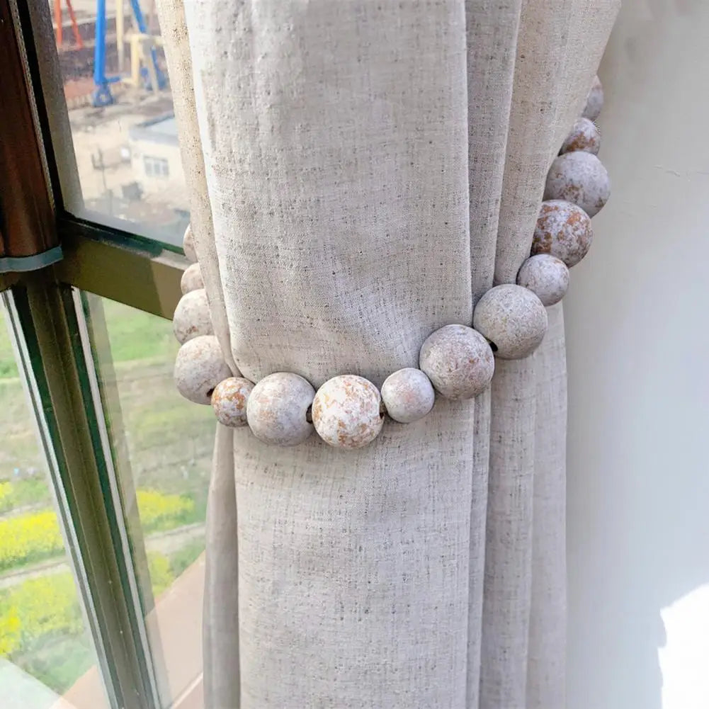 Curtain Decorative Tieback Wooden Bead Curtain Tieback Boho Chic Wooden Bead Curtain Tiebacks Rustic Farmhouse for Room for Home