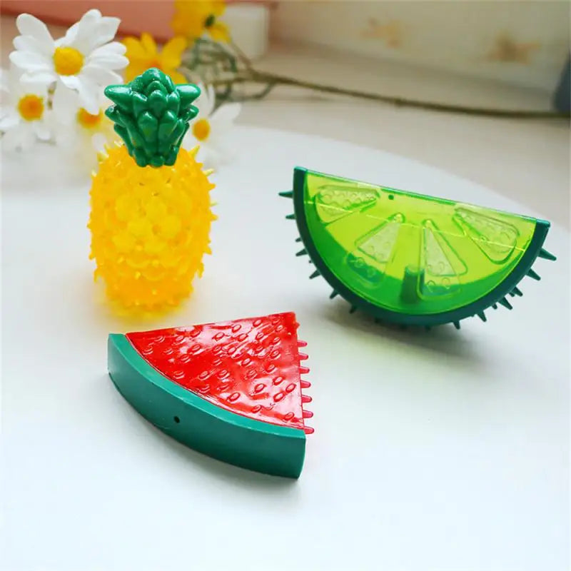 Fruit Dog Chew Toys Rubber Squeak Toy Pet Dog Toys Chew Toys Ice-cold Watermelon Cool Down Toys Funny Teeth Grinding Toys Puppy