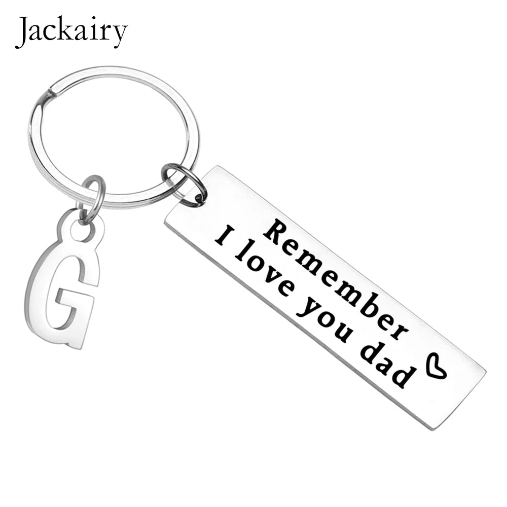 Father's Day Gift for Father Papa Stepdad Keychain Remember I Love You Dad Keyring Charm Family Jewelry Birthday Christmas Gift