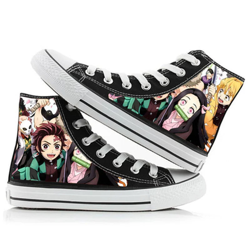 Anime Kimetsu No Yaiba Kamado Tanjirou Nezuko Cartoon Students High Help Cosplay Cos Casual Canvas Shoes