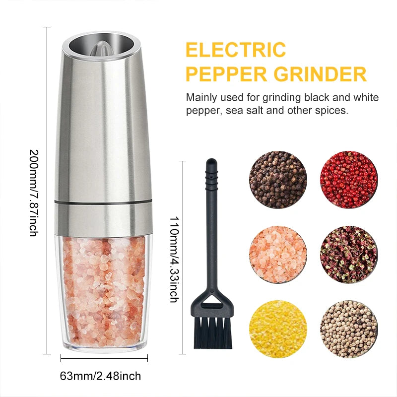 Electric Pepper Mill Sets,Herb Coffee Grinder,Automatic Gravity Induction Salt Shaker Grinders Machine,LED Light Spice Mill Tool