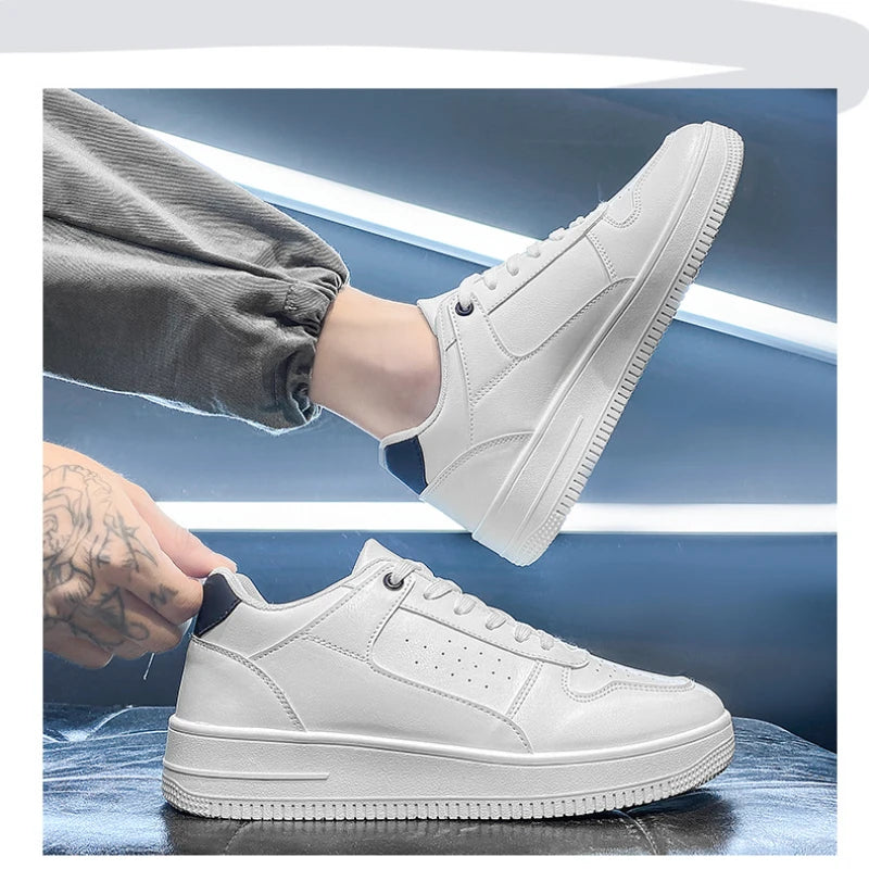 Fashionable Men's Casual Shoes Men's Sports Shoes 2023 New Summer Low-top Board Shoes White Breathable Platform Sneakers for Men