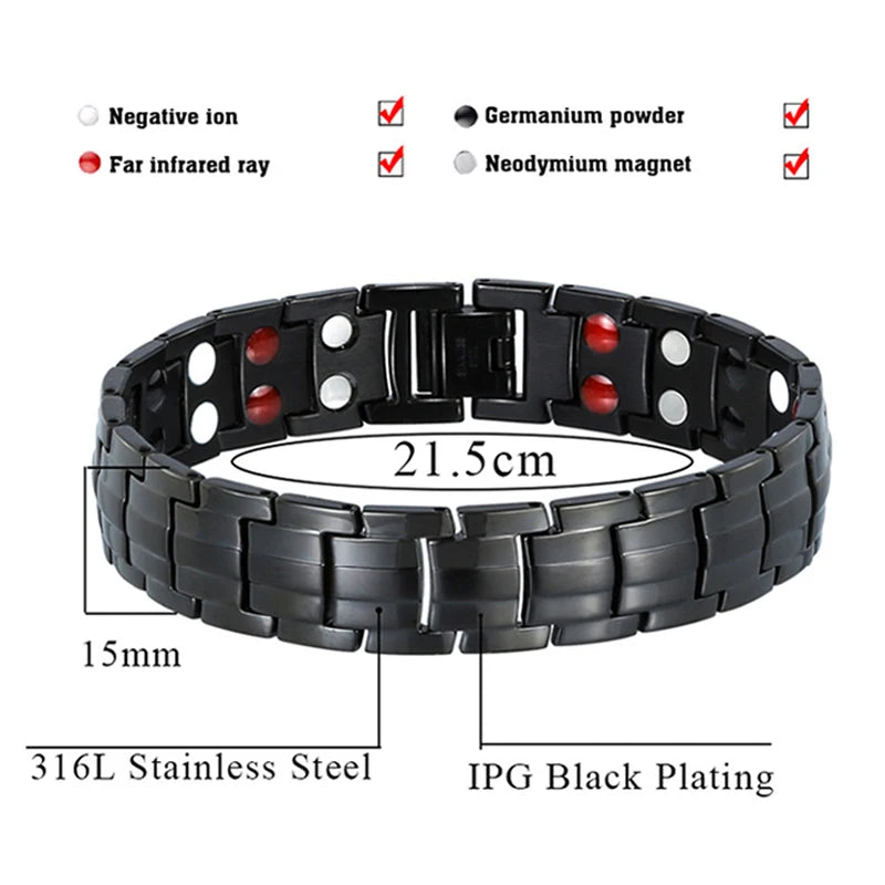 Men Jewelry Magnetic Therapy Element Slimming Weight Loss Bracelet for Men Anti-fatigue Healing Hematite Bracelet Jewelry Gifts