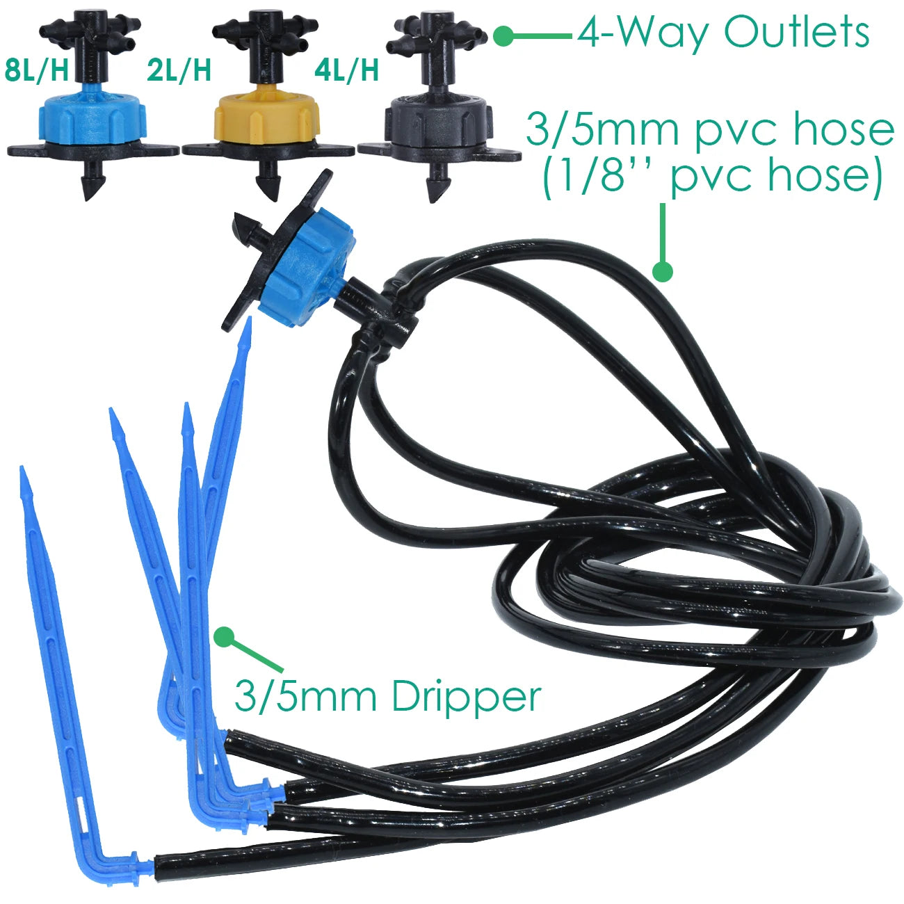 Garden Automatic Watering System Drip Irrigation 4-Way 3/5mm 2-Way Drip Arrow Transmitter Potted Plant 10/20set Greenhouse