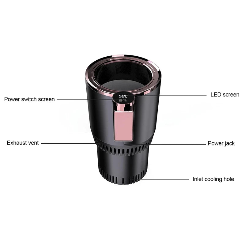 12V Warmer Cooler Smart Cooling & Heating Car Cup 2-In-1 Temperature Display Cup Holder for Water Coffee Beverage Car Accessory