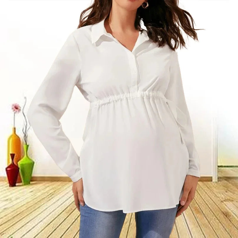 Casual Maternity Tops Women Pregnancy Long Sleeve White Blouse for Pregnant Elegant Ladies Top Fashion Women Clothings