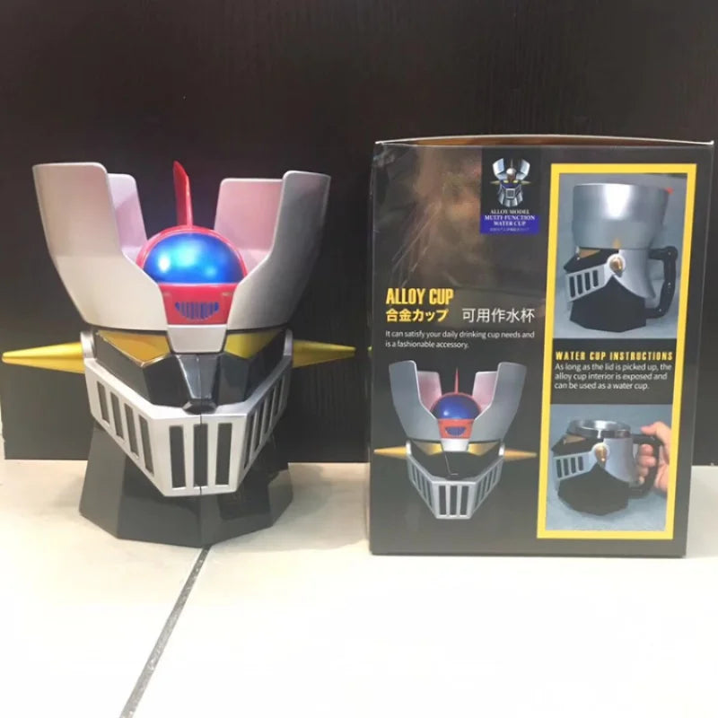 410ml Japanese Anime MAZINGER Z Transformation Robot Coffee Mugs with Lid Stainless Steel Cup Office Milk Tea Cups Drinkware