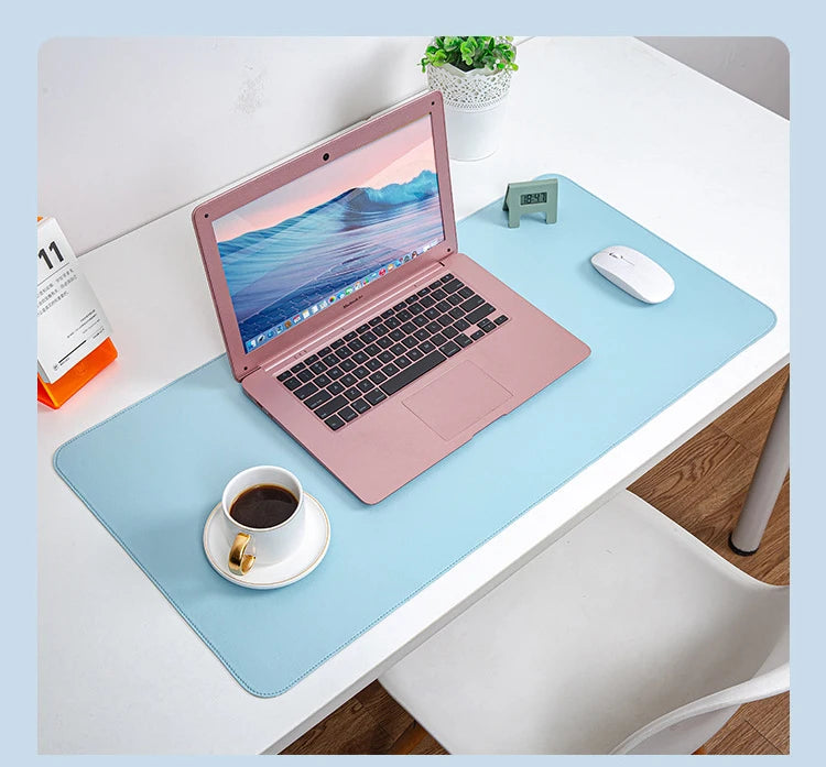 Leather Desk Mat Pink Solid Color Mousepad Non-Slip Waterproof Deskmat Home Office Computer Laptop Mouse Pad xxl Kawaii Cute Rug