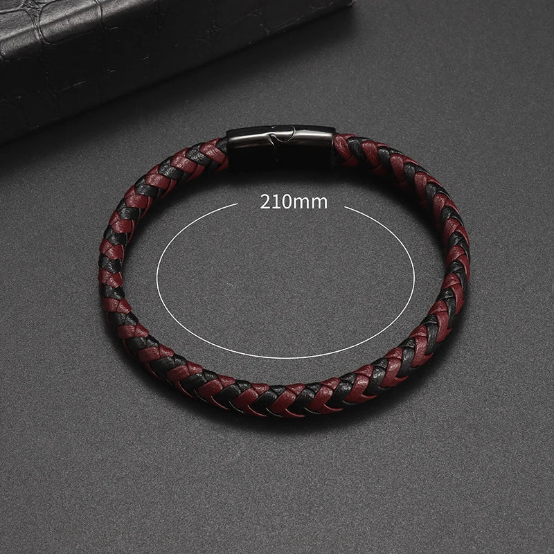 Classic Men's Single Layer Hand Woven Two Tone Twist Bracelet Boyfriend Casual Vacation Wrist Jewelry Father's Day Gift