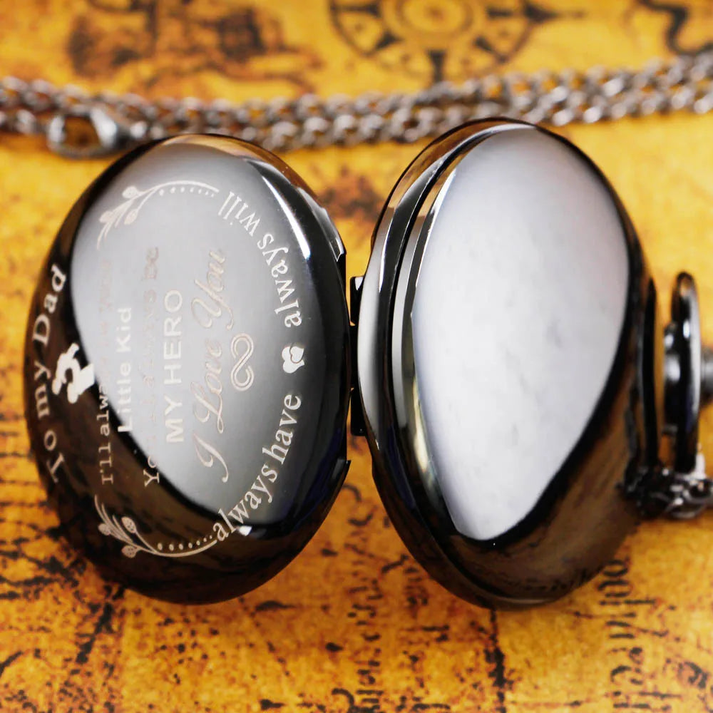 New Fashion Commemorative Pocket Watch Necklace With Chain Vintage Quartz Pocket Watch Birthday Gift Father's Day 2023