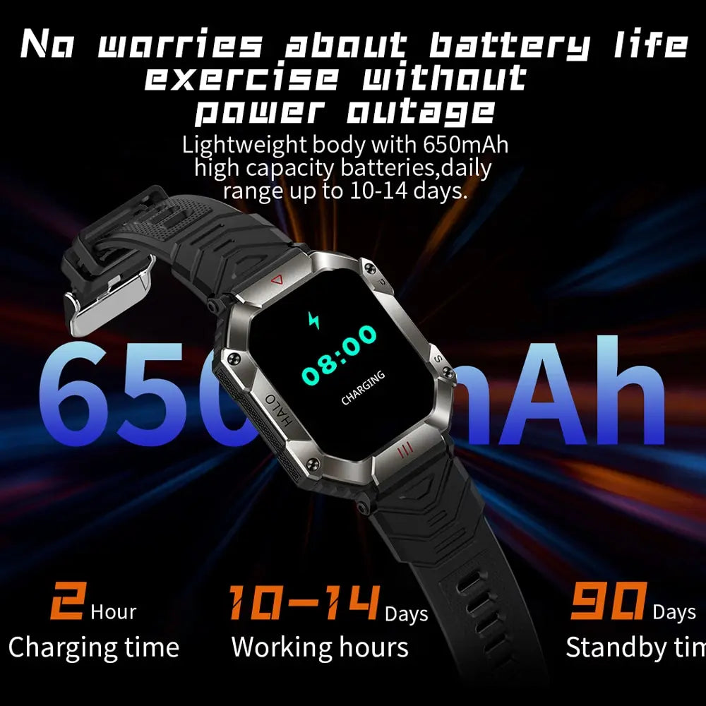 GEJIAN GPS Military Smart Watch Men For Android IOS Ftiness Watches Ip68 Waterproof 2.0'AI Voice Bluetooth Call Smart Watch 2023