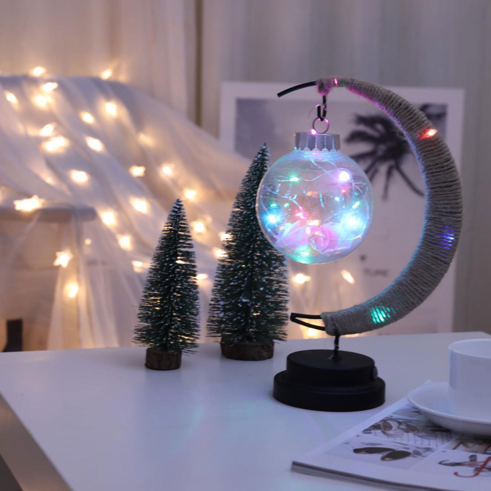 3D Moon LED Night Lights with Stand Lunar Fairy Lamp Art Kid Baby Bedroom Home Holiday Home Bedroom Decor Ornament Friends Gifts - RY MARKET PLACE