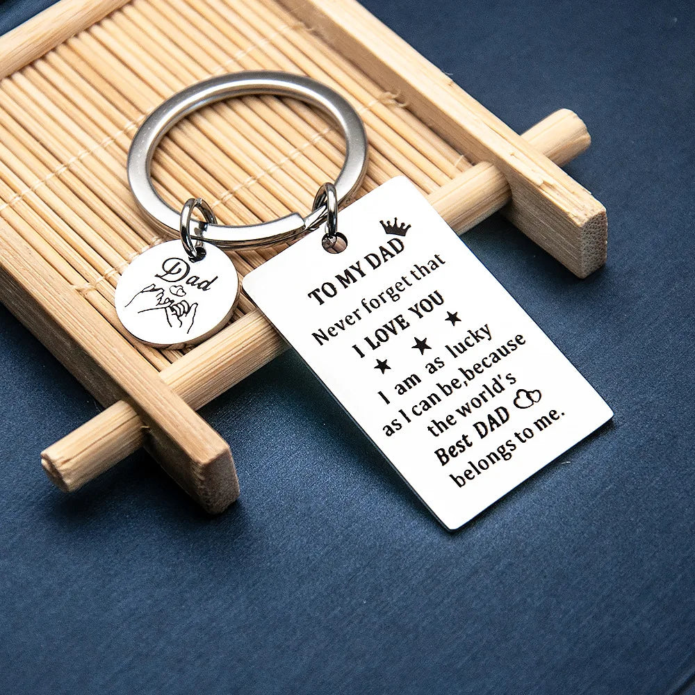 Father's Day Gifts Keychain Pendant Metal DAD Birthday Christmas Gifts Key Chains Keyrings Never Forget That I LOVE YOU