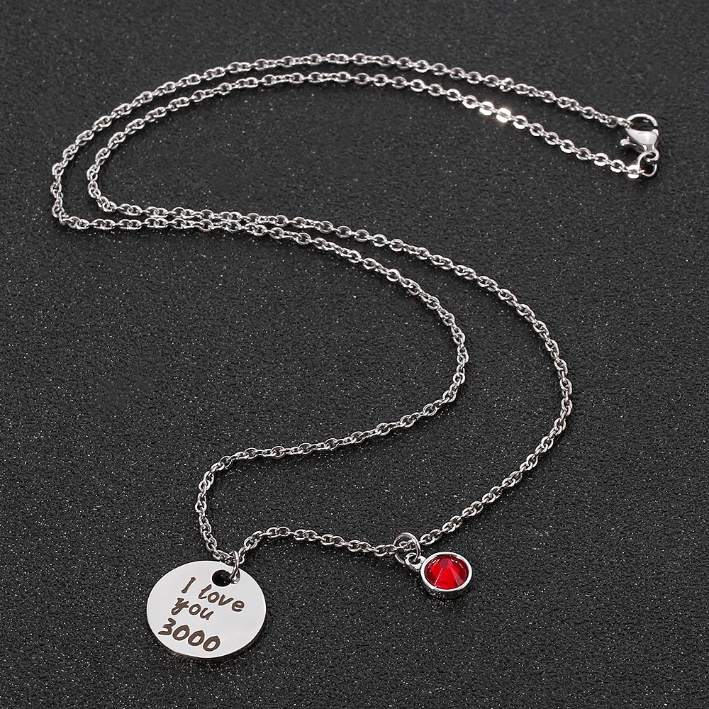 Marvel Necklace 2 Colours I Love You 3000 Times Necklace Pendants For Women Stainless Steel Fashion Jewelry Father's Day Gift