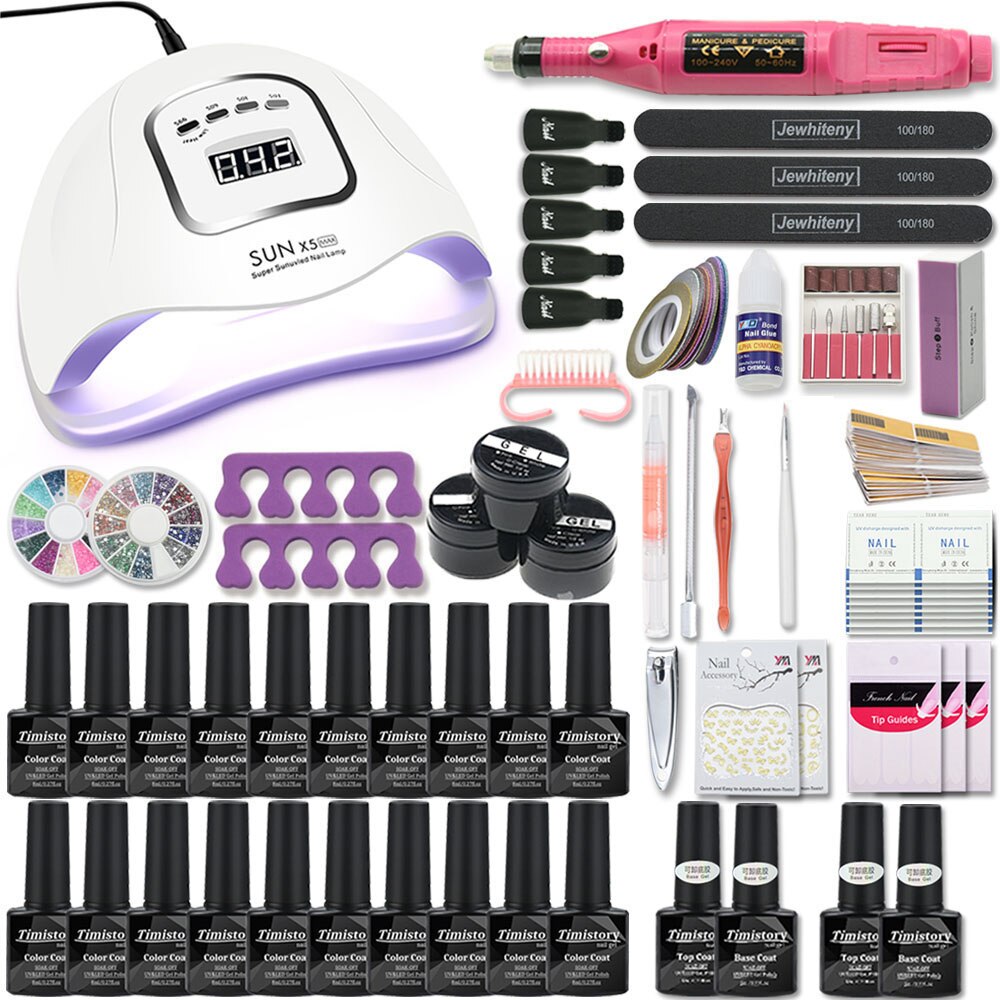 Manicure Set for Nail set 120/80/54W UV LED LAMP Gel nail polish Set Kit Electric Nail Drill Manicure Sets Nail Art Tools - RY MARKET PLACE