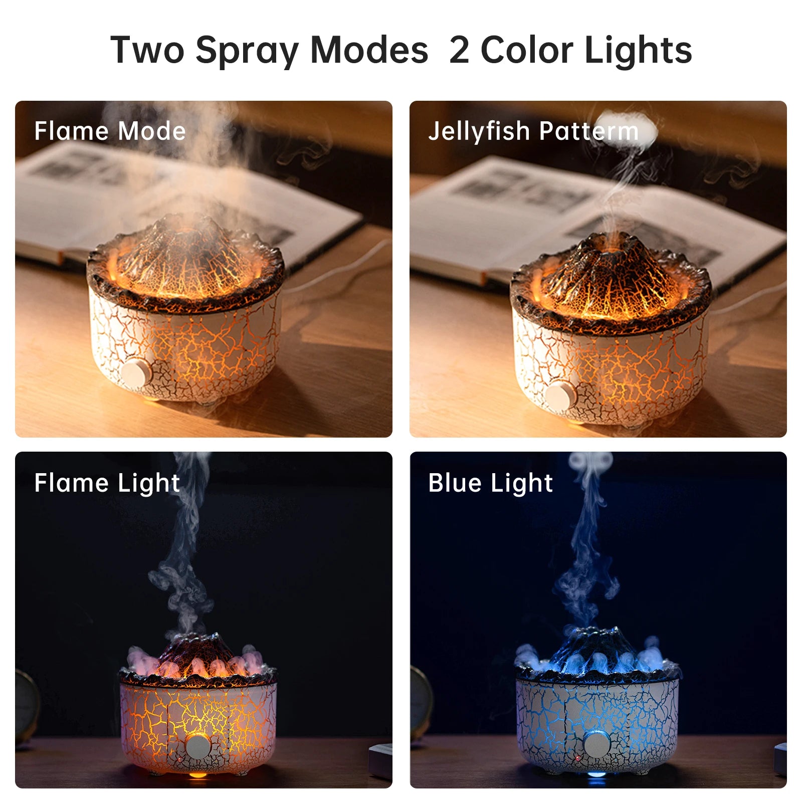 560ml Volcanic Flame Humidifiers Air Aroma Diffuser Essential Oils Humidifier Diffuser For Bedroom Home Purifier Humificador