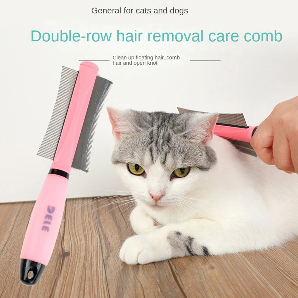 Pet Hair Comb for Cat Dog Hair Remover Double-sided Easy Deshedding Brush for Cat Grooming Tool for Long Small Hair Dog