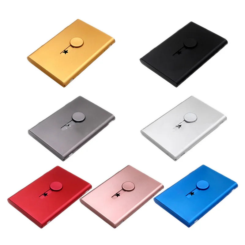 Metal Business Card Holder Hand Push Cards Case Bank Card Membership Package Ultra Thin Business Card Packaging Box Organizer