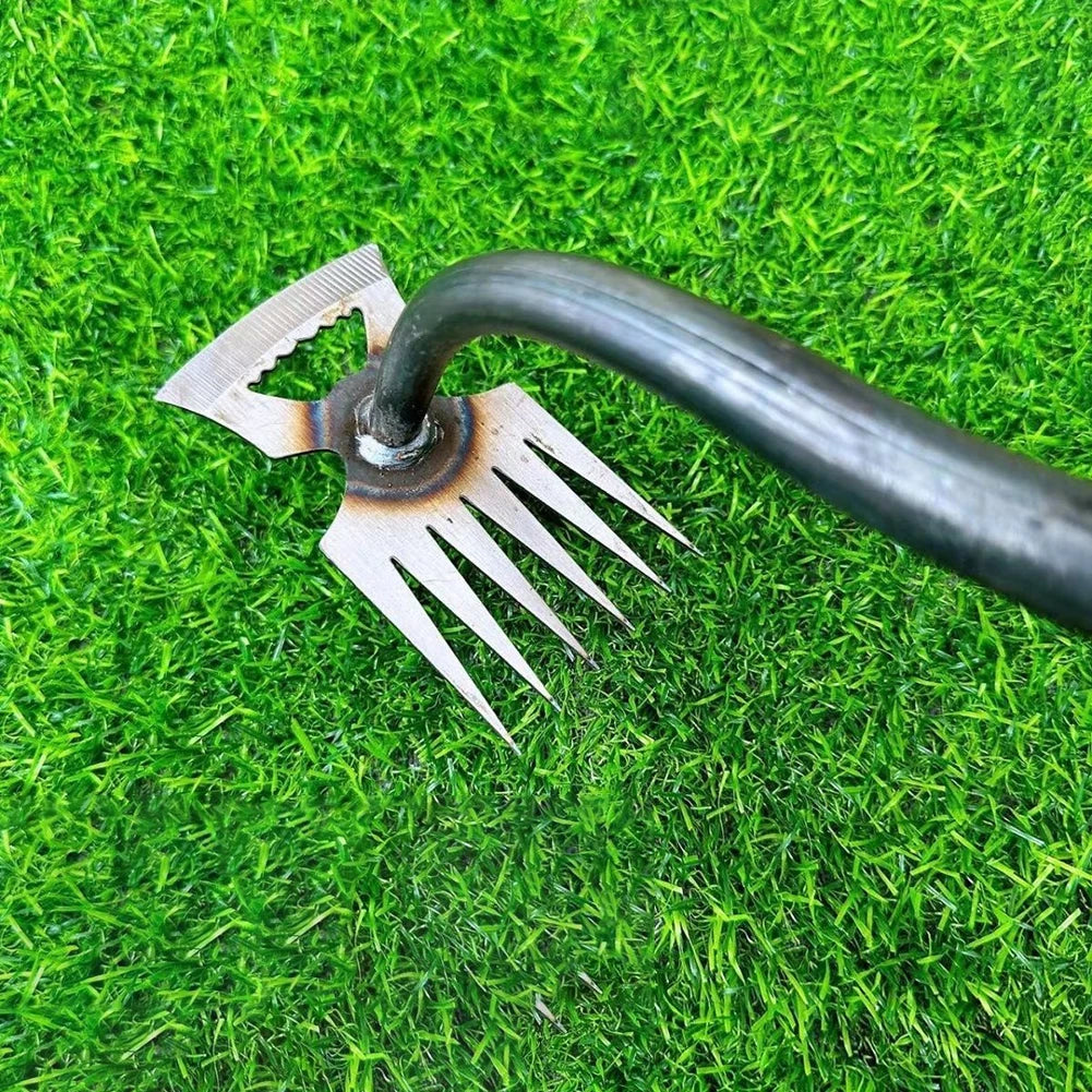 2 In 1 Hand Weed Remover Ergonomic Handle Manual Loose Soil Weeder Lightweight Hand Weeding Removal Puller V Fork Garden Shovel