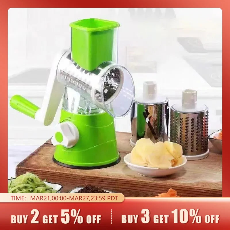 Multifunctional Roller Vegetable Cutter Hand Crank Home Kitchen Shredder Potato Grater