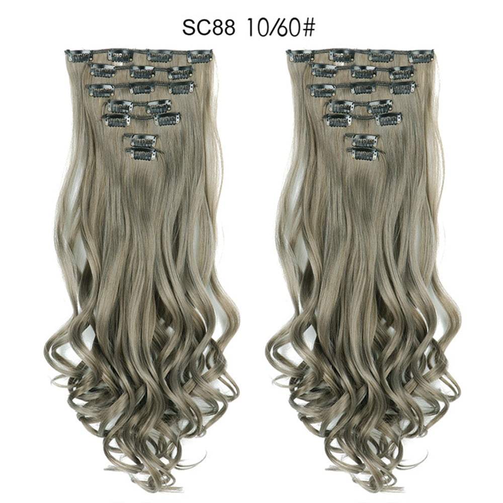 LINWAN Hair 22inch Ombre Hair Long Curly Hair Extension 16 Clips High Tempreture Synthetic Hairpiece Clip In Hair Extensions - RY MARKET PLACE