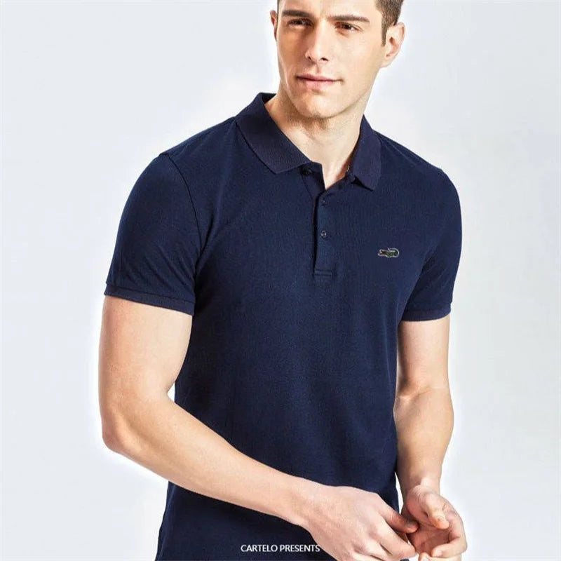 High quality men's cotton embroidered polo shirt 2023 summer new high-end breathable business casual lapel short sleeve T-shirt