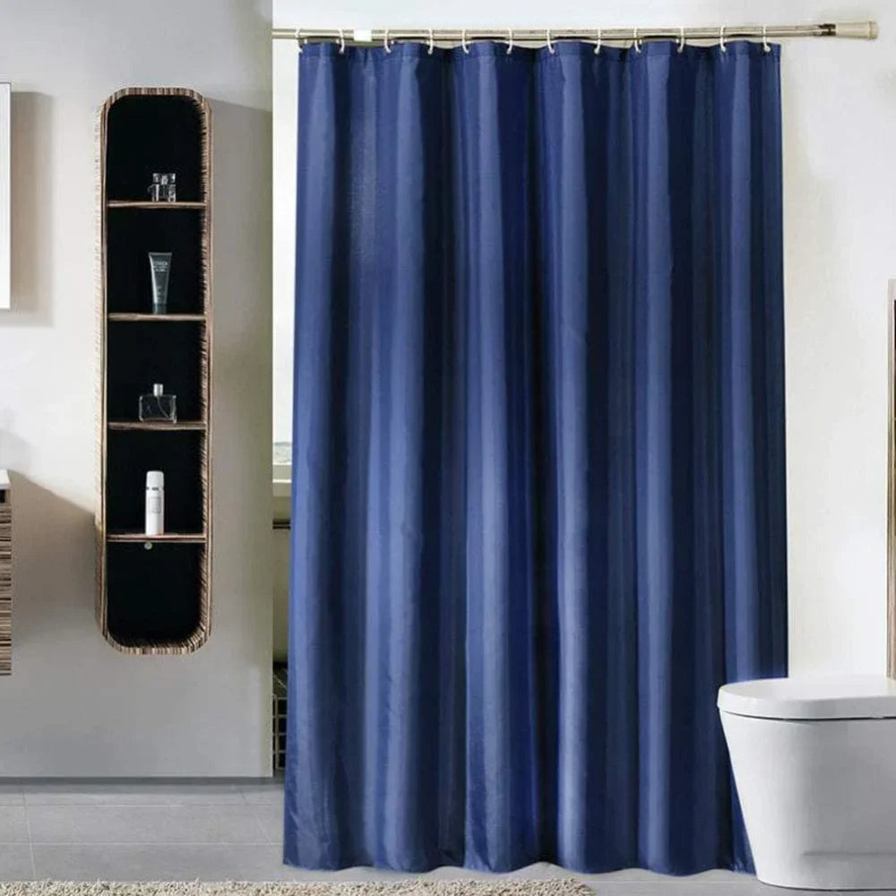 Heavy Duty Solid Shower Curtain Fabric Waterproof Bathroom Curtain Long Stall Size 230CM Black White Grey Brown Blue Color