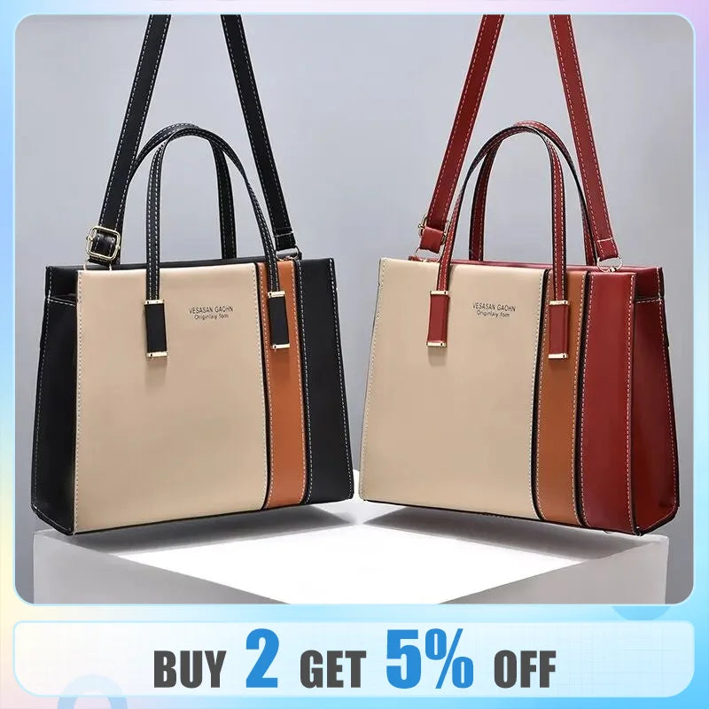 Patchwork Handbags For Women Adjustable Strap Top Handle Bag Large Capacity Totes Shoulder Bags Fashion Crossbody Bags Work Gift