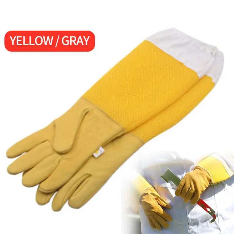 1 Pair Beekeeping Gloves  Sting Sheepskin Long Gloves For Beekeepers Beekeeping ToolsProtective Sleeves Mesh Breathable Anti Bee