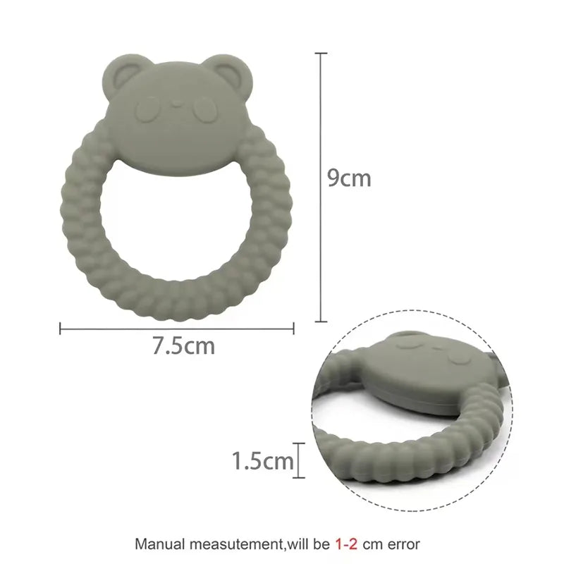 1Pcs Food Grade Baby Silicone Teether Toy Cartoon Rabbit Nursing Teething Ring BPA Free Newborn Health Molar Chewing Accessories