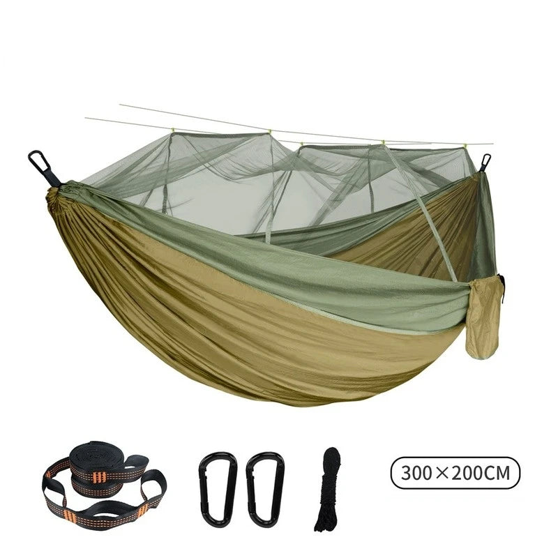 Double Mosquito Net Hammock 300×200CM Plus Size Outdoor Anti-mosquito Hammock Umbrella Cloth Nylon Anti-rollover Camping