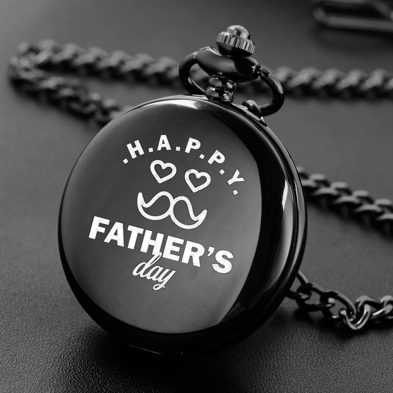 Customize With Your Text carving english alphabet face pocket watch a belt chain Black quartz watch father's day gift