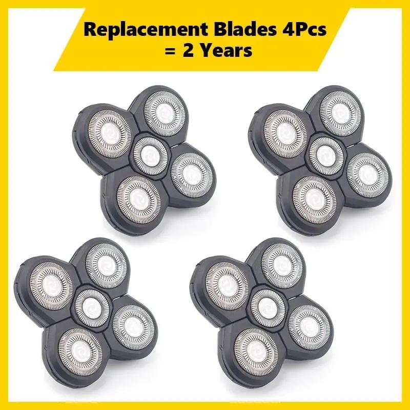 4PCS Replacement Shaver Head Electric Shaver 5D Independently 5 Cutter Floating Head Waterproof Stainless Steel Razor Blade - RY MARKET PLACE