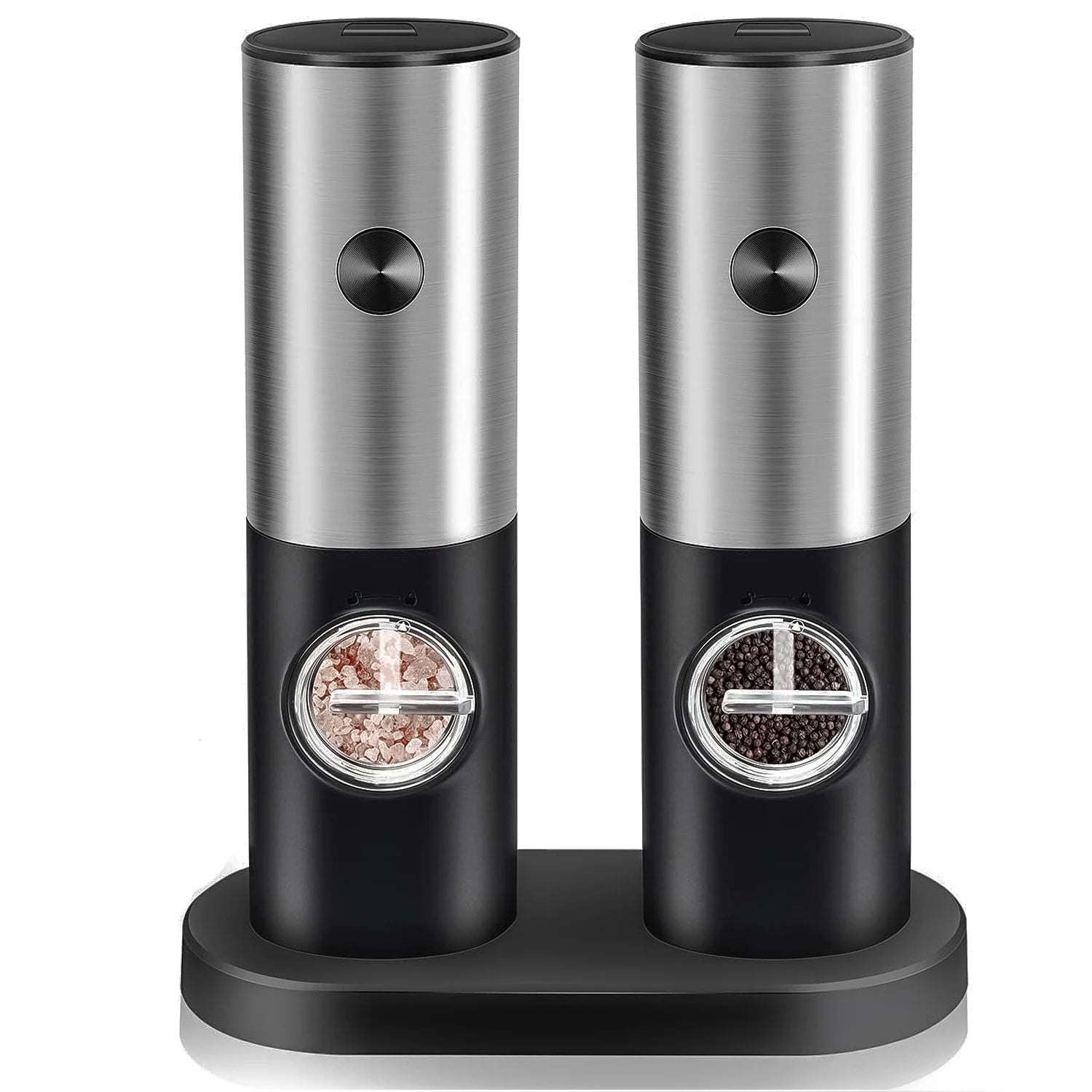 Electric Salt and Pepper Grinder Set, Automatic Pepper Mills with Adjustable Coarseness - Battery Operated Spices Shaker w/LED