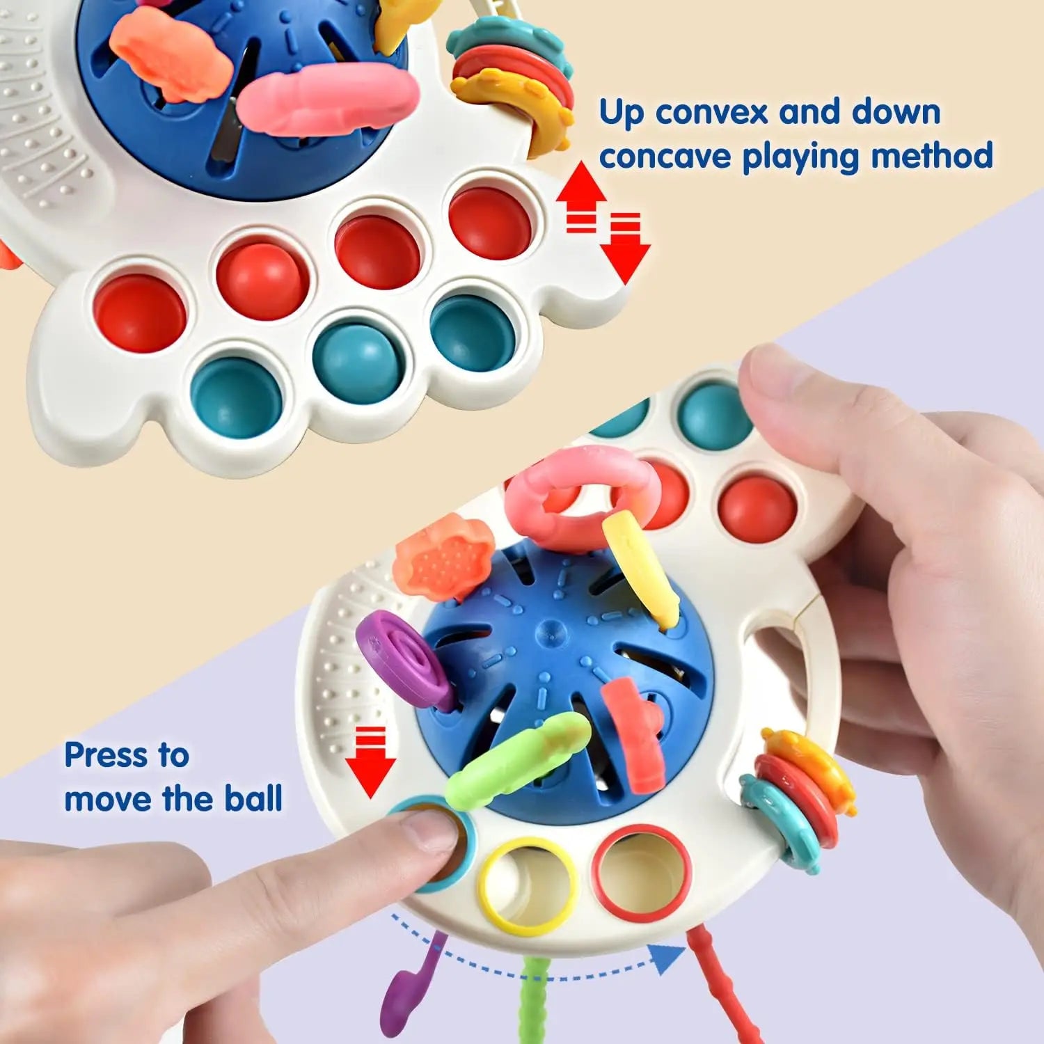 Development Activity Toy Rattle Silicone Pull String Montessori Sensory Toys Baby Educational Teething Toys For Babies 1 2 Years