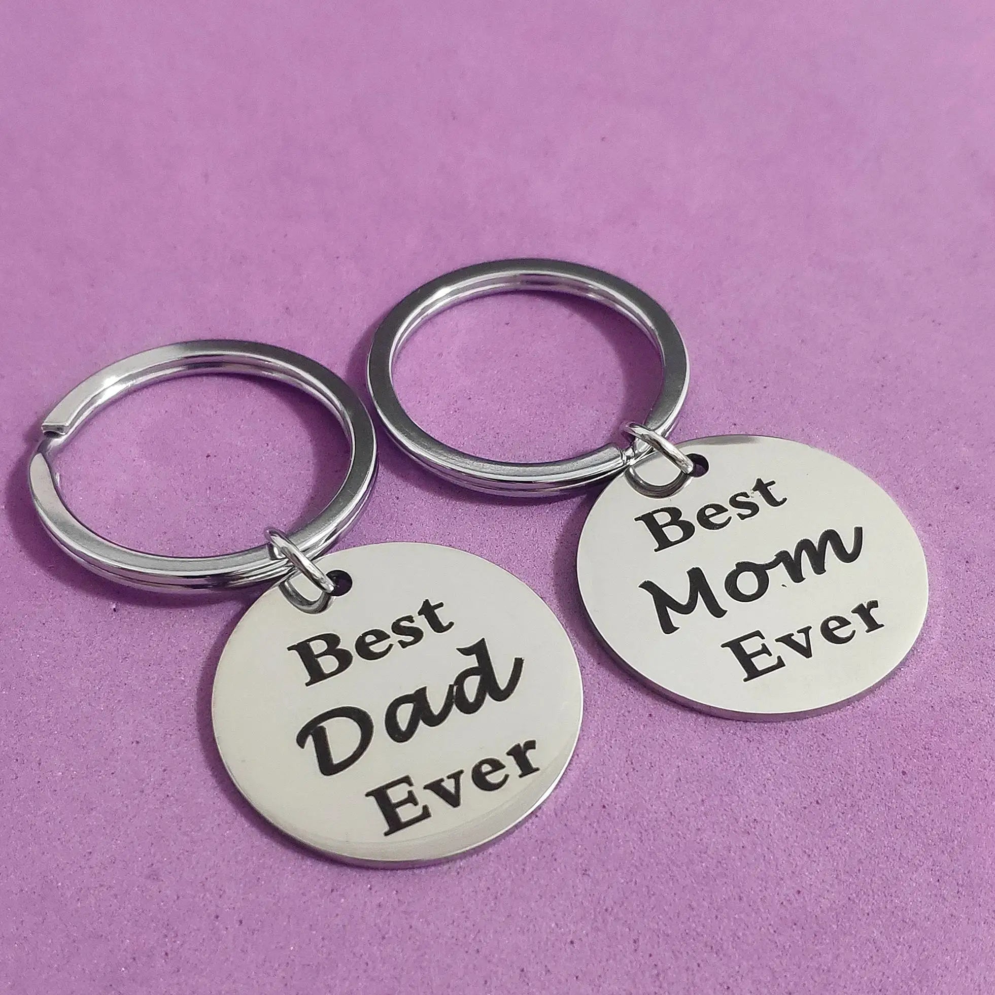 Father's Day Keys Holder Best Dad Mom Ever Ornaments Gifts Birth Date Stainless Steel Keyring Keychain Car Carabiner Lanyard