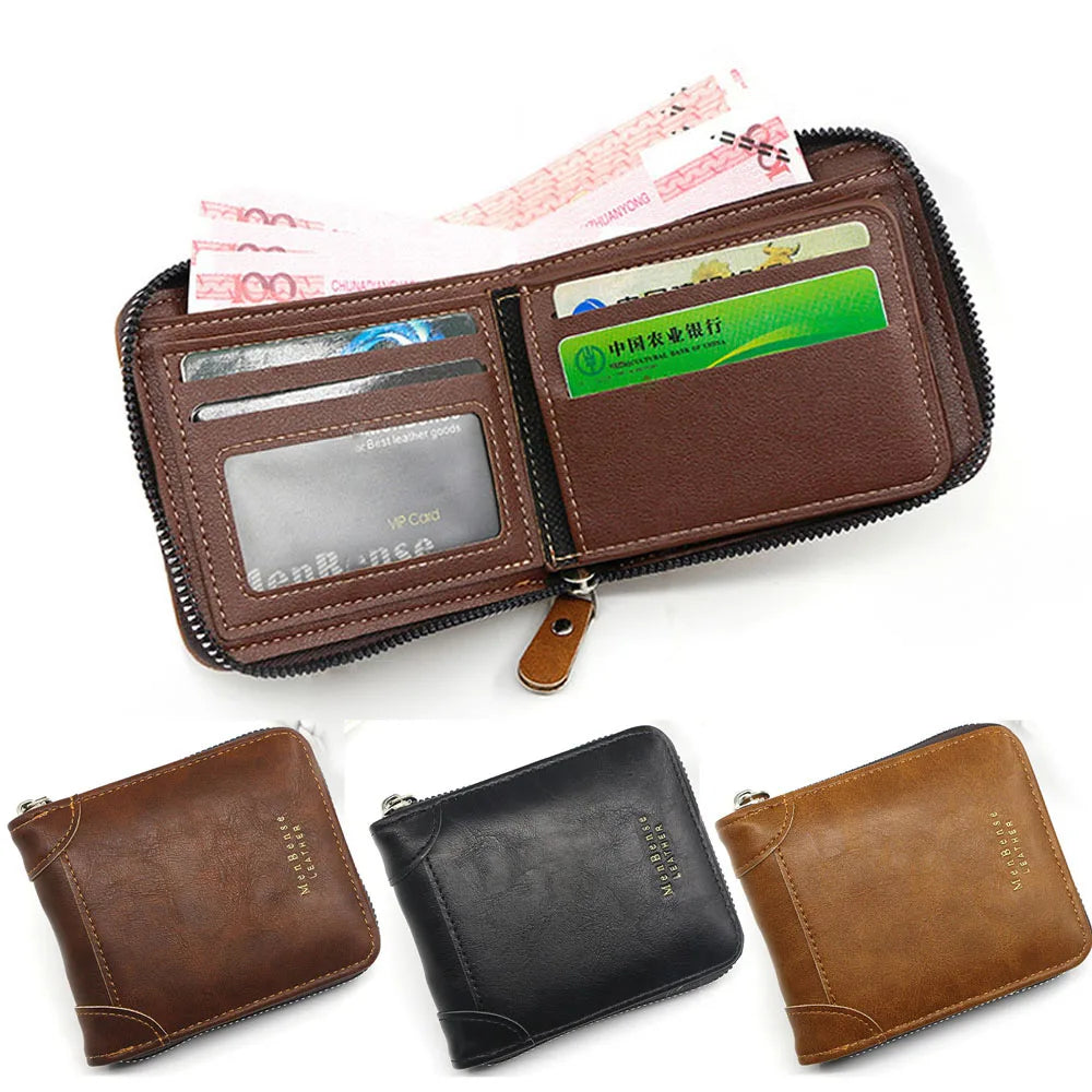 Men Wallet Money Bag Fashion PU Leather Short Wallet Card Holder Coin Pocket Purse Multi-card Personalized Father's Day Gift