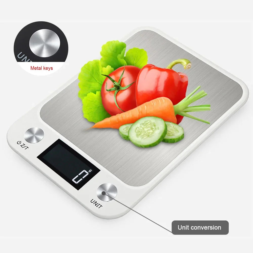 15kg/1g Kitchen Scale Food Scale Stainless Steel Kitchen Scale Waterproof Scale Digital Food Baking Milk Vegetable Weight Scales
