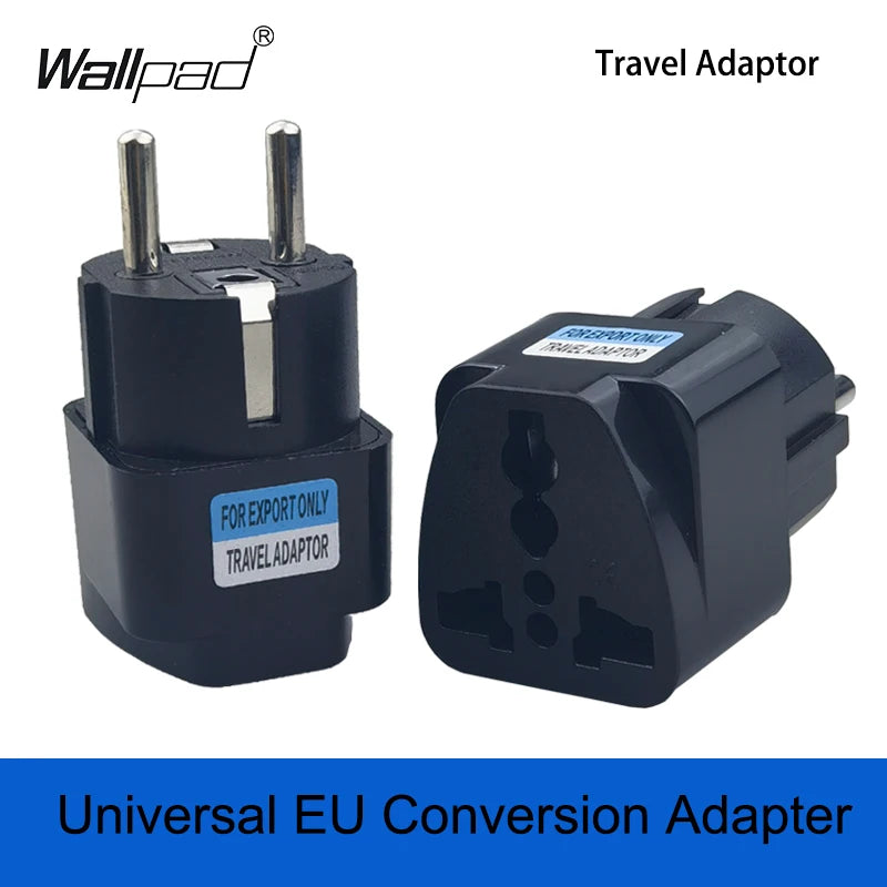 Black EU Plug Adapter International Universal AU UK US To Euro KR RU French Travel Adaptor Electrical Converter Power Socket