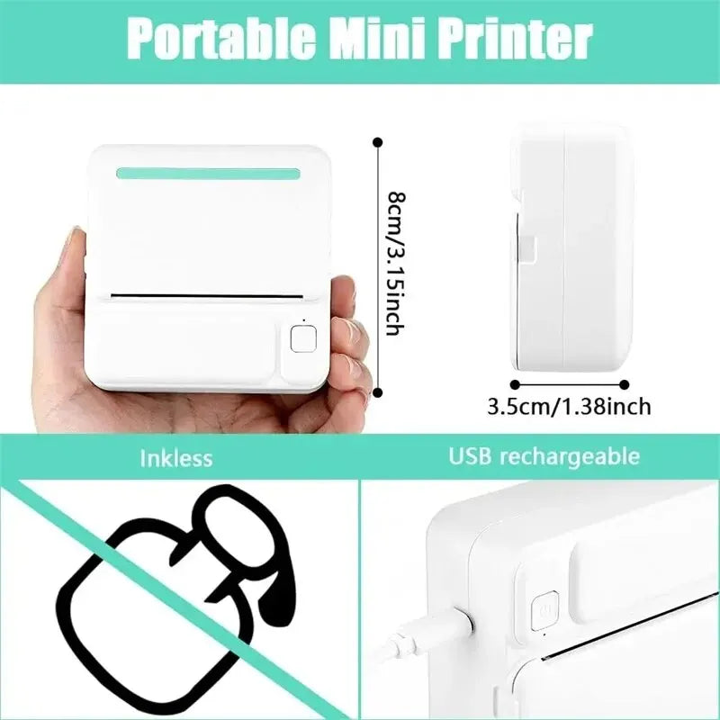 C19 MINI Print Portable Thermal Printer Photo Pocket Thermal Label Printer 58mm Printing Wireless Bluetooth Android IOS