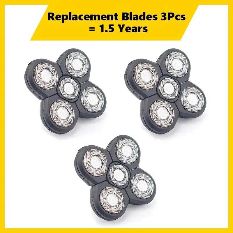 4PCS Replacement Shaver Head Electric Shaver 5D Independently 5 Cutter Floating Head Waterproof Stainless Steel Razor Blade - RY MARKET PLACE