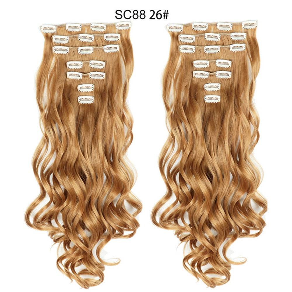 LINWAN Hair 22inch Ombre Hair Long Curly Hair Extension 16 Clips High Tempreture Synthetic Hairpiece Clip In Hair Extensions - RY MARKET PLACE