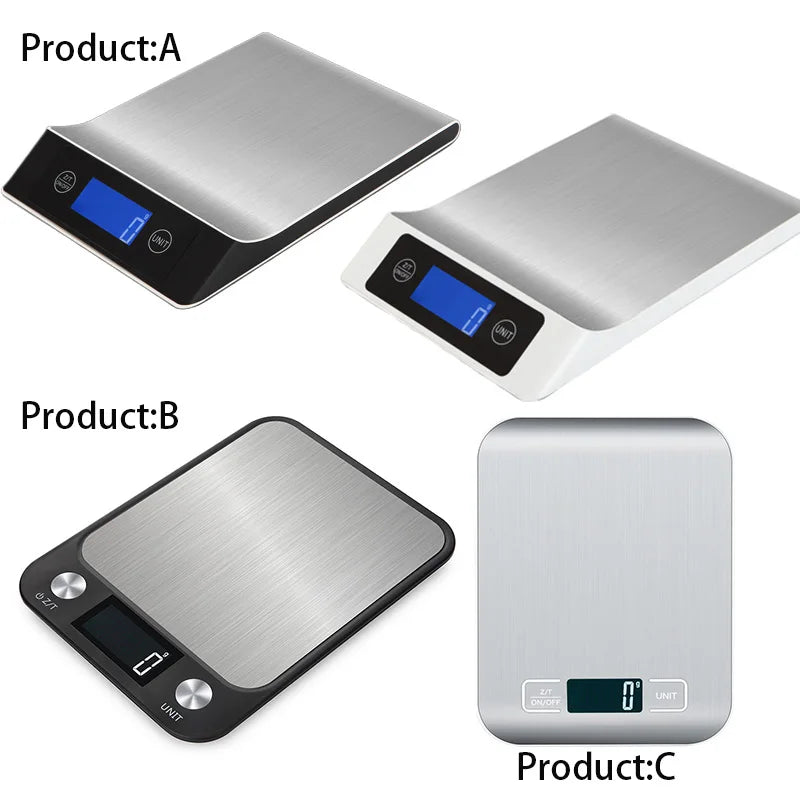 Kitchen Scale 15Kg/1g Stainless Steel Electronic Digital Scales Grams Balance Smart Food Scale For Coffee Weighs Baking Cooking