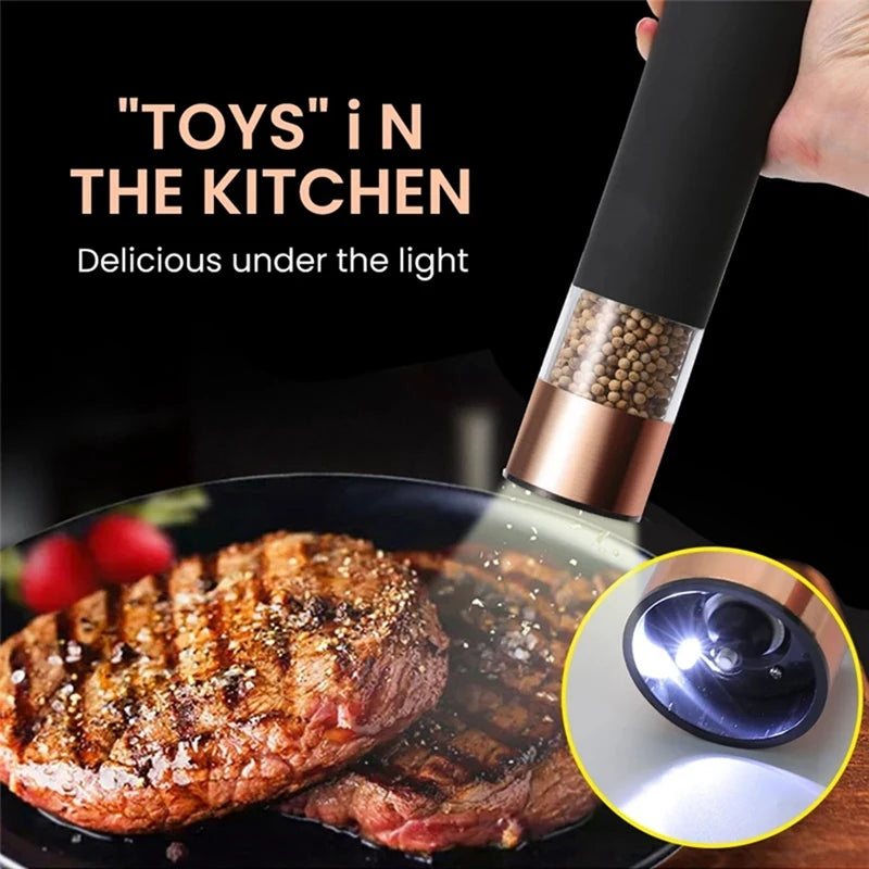 2Pcs Automatic Salt Pepper Grinder Electric Spice Mill Battery Powered Adjustable Coarseness Pepper Mill Kitchen