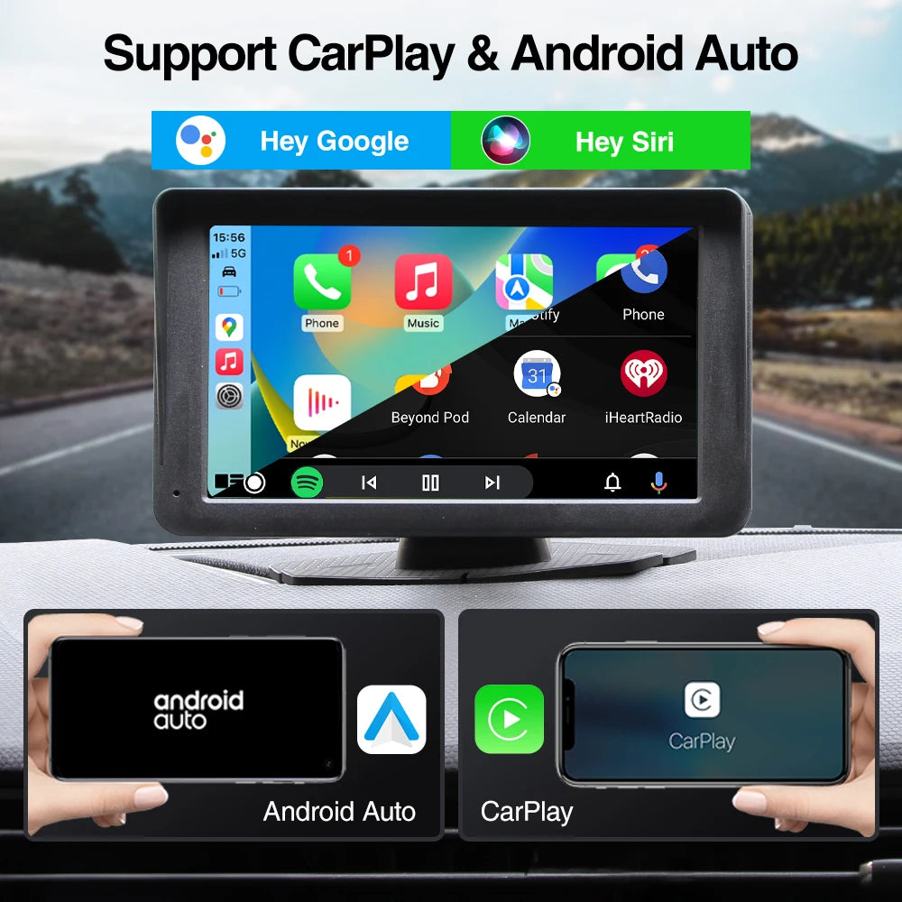 AKAMATE Universal Car Radio Monitor CarPlay Android Auto Multimedia Player Bluetooth WiFi AUX TF Card IPS Screen 7inch 2din