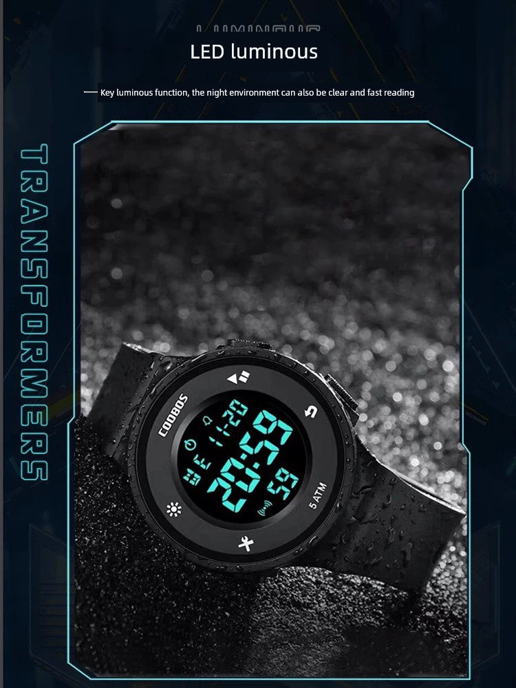 Children's Digital Watch Men's Junior High School Student Trendy Boys and Girls Sports Multifunctional Waterproof