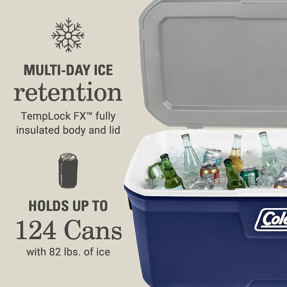 Insulated Portable Cooler with Heavy Duty Handles, Leak-Proof Outdoor Hard Cooler Keeps Ice for up to 5 Days, for Camping